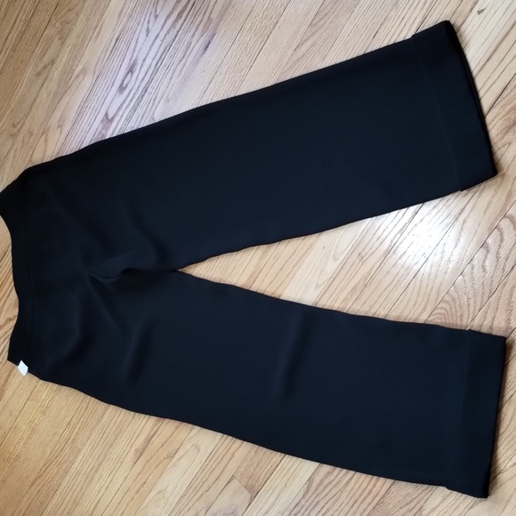 Vtg 90s Giorgio Armani Trousers 4 Wide Leg Black Italy S1990 Pleated Rear Euc - Picture 3 of 9